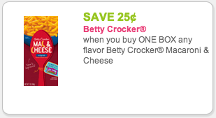 Betty Crocker Macaroni & Cheese coupon