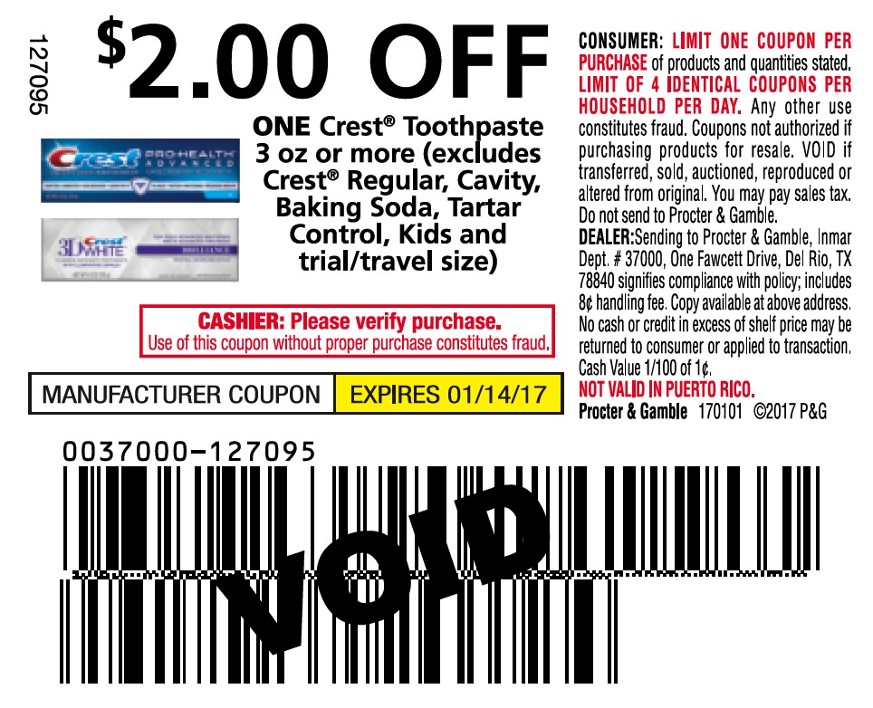 NEW 2.00/1 Crest Toothpaste Coupon = FREE with Kroger Mega Event