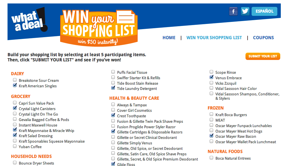 Win Your Shopping List