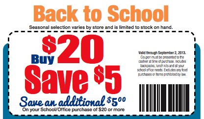 Back to School coupon
