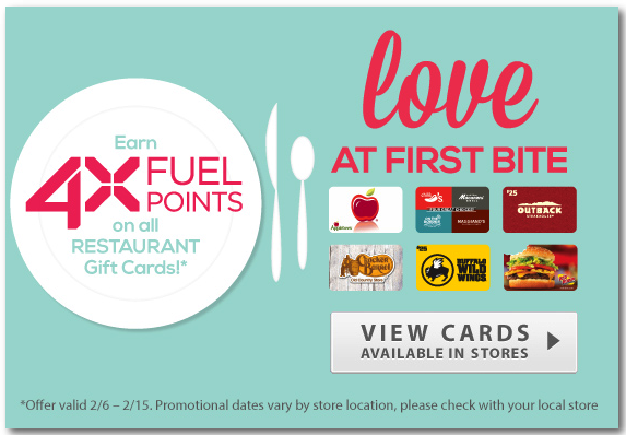 Kroger 4X Fuel Rewards when you buy Restaurant Gift Cards