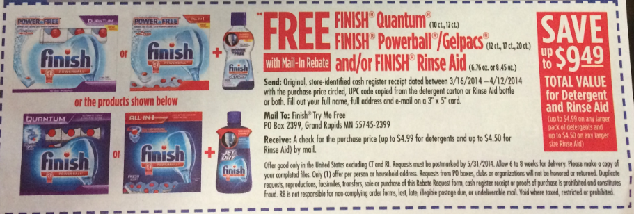 Finish And Crest Mail In Rebate Offers FREE Kroger Krazy