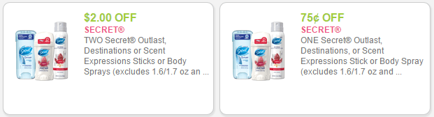Secret body spray coupon