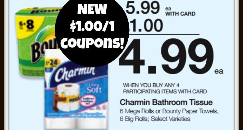 NEW $1/1 Charmin &amp; Bounty Coupons = ONLY $3.99 at Kroger next week ...