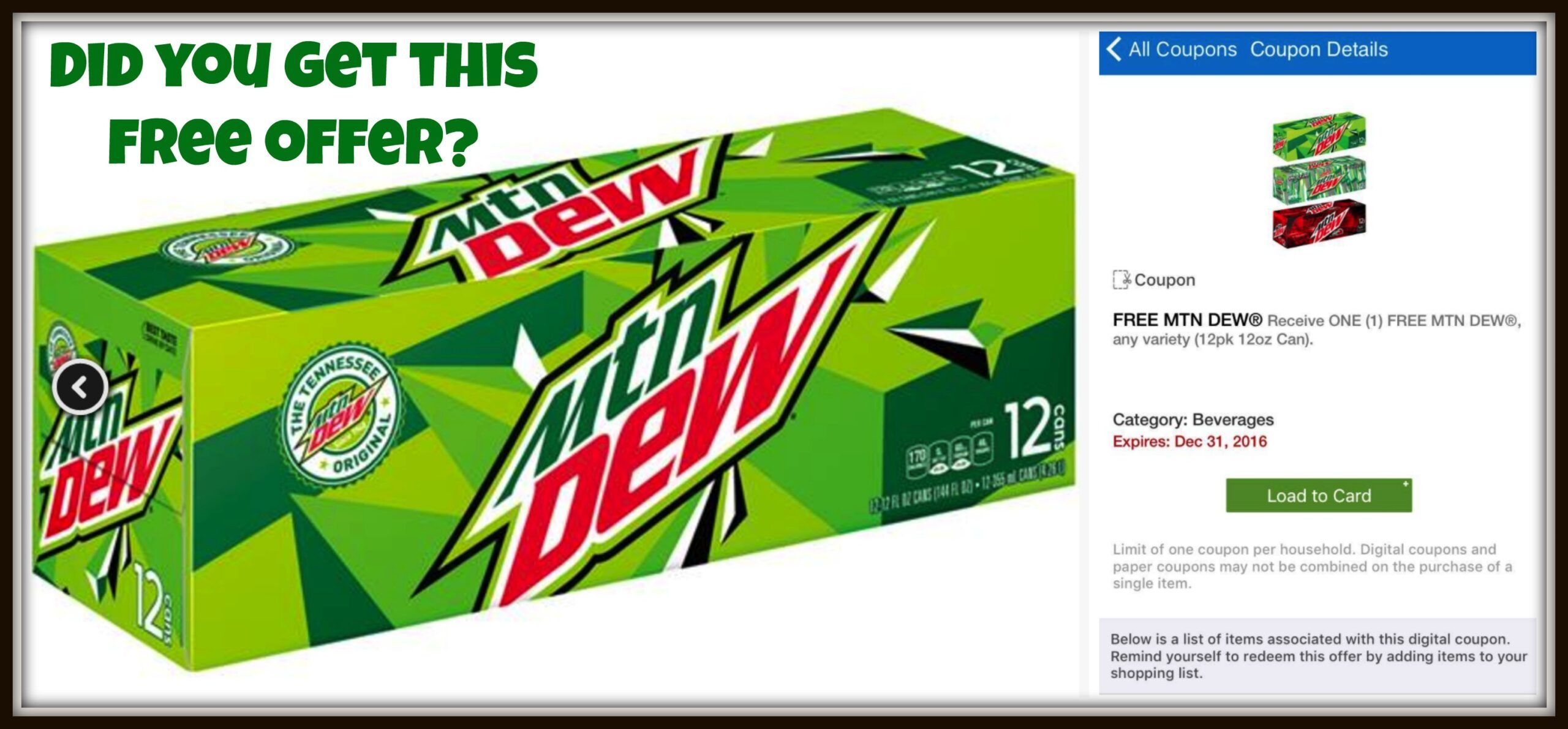FREE Mountain Dew 12-Pack, 12-oz Cans at Kroger!? - Kroger Krazy