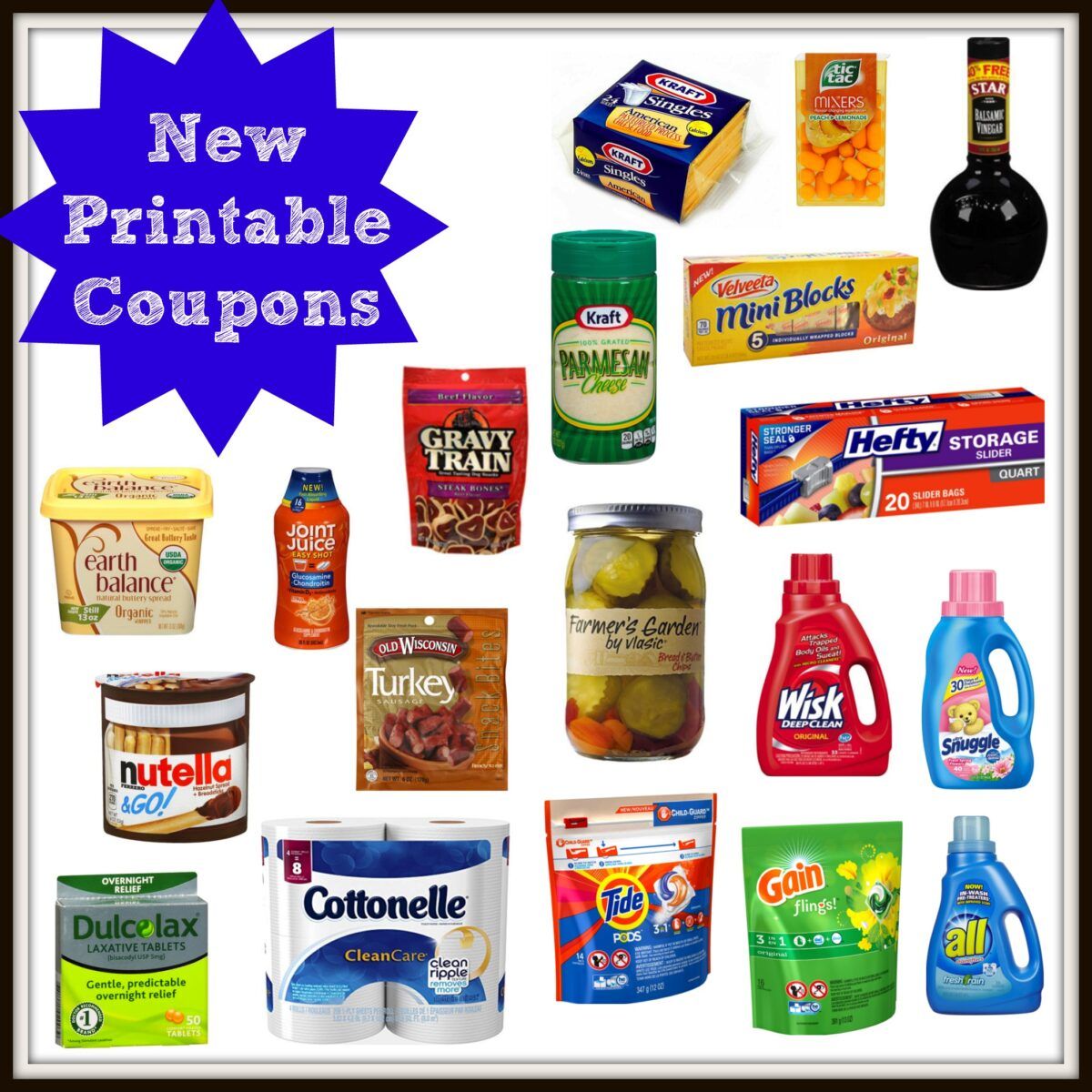New Printable Coupons! KRAFT, all, Snuggle, Tide, Gain, Velveeta, Hefty ...