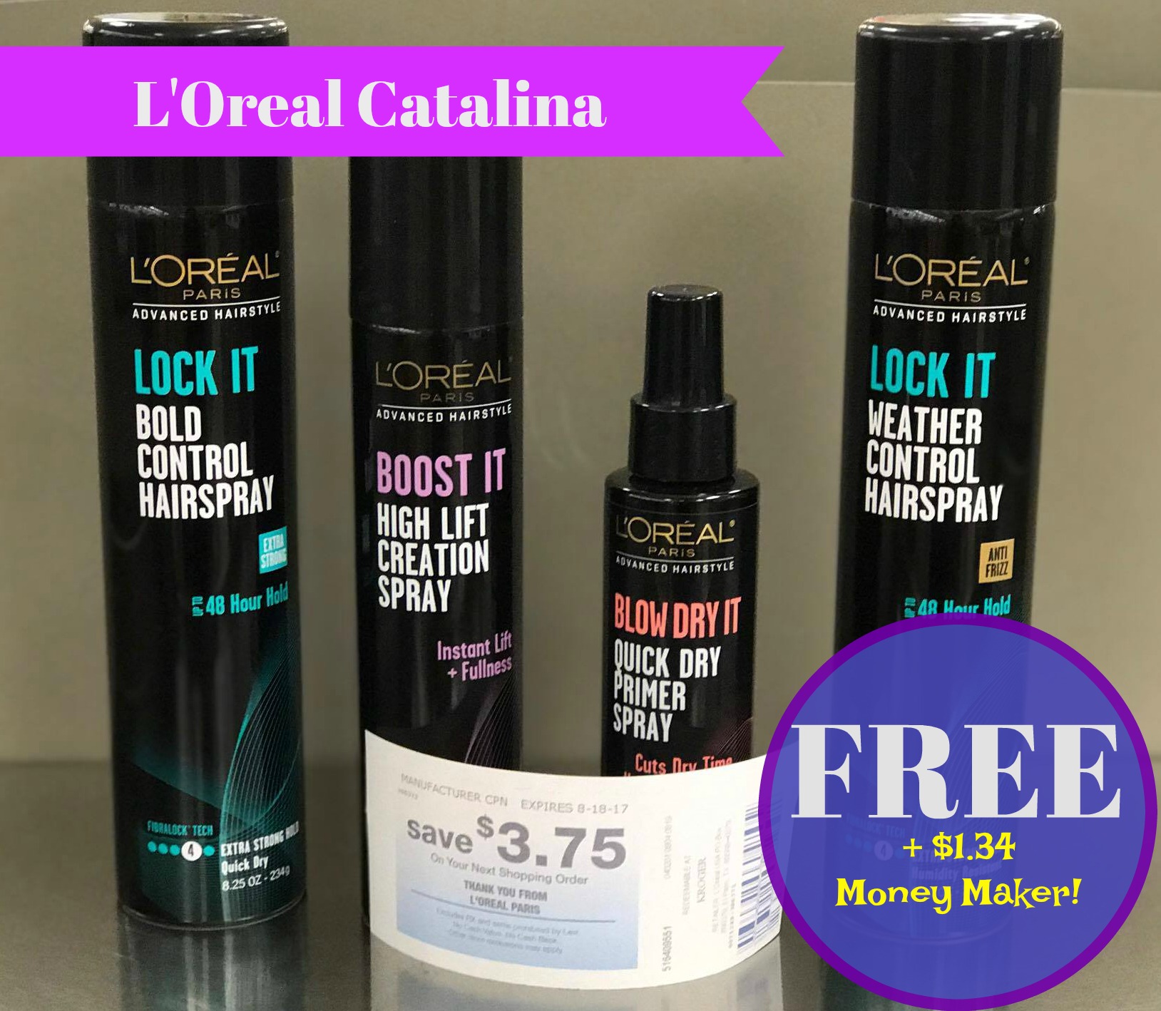 L’Oreal Catalina | Advanced Hairstylers = FREE + $1.34 Money Maker with