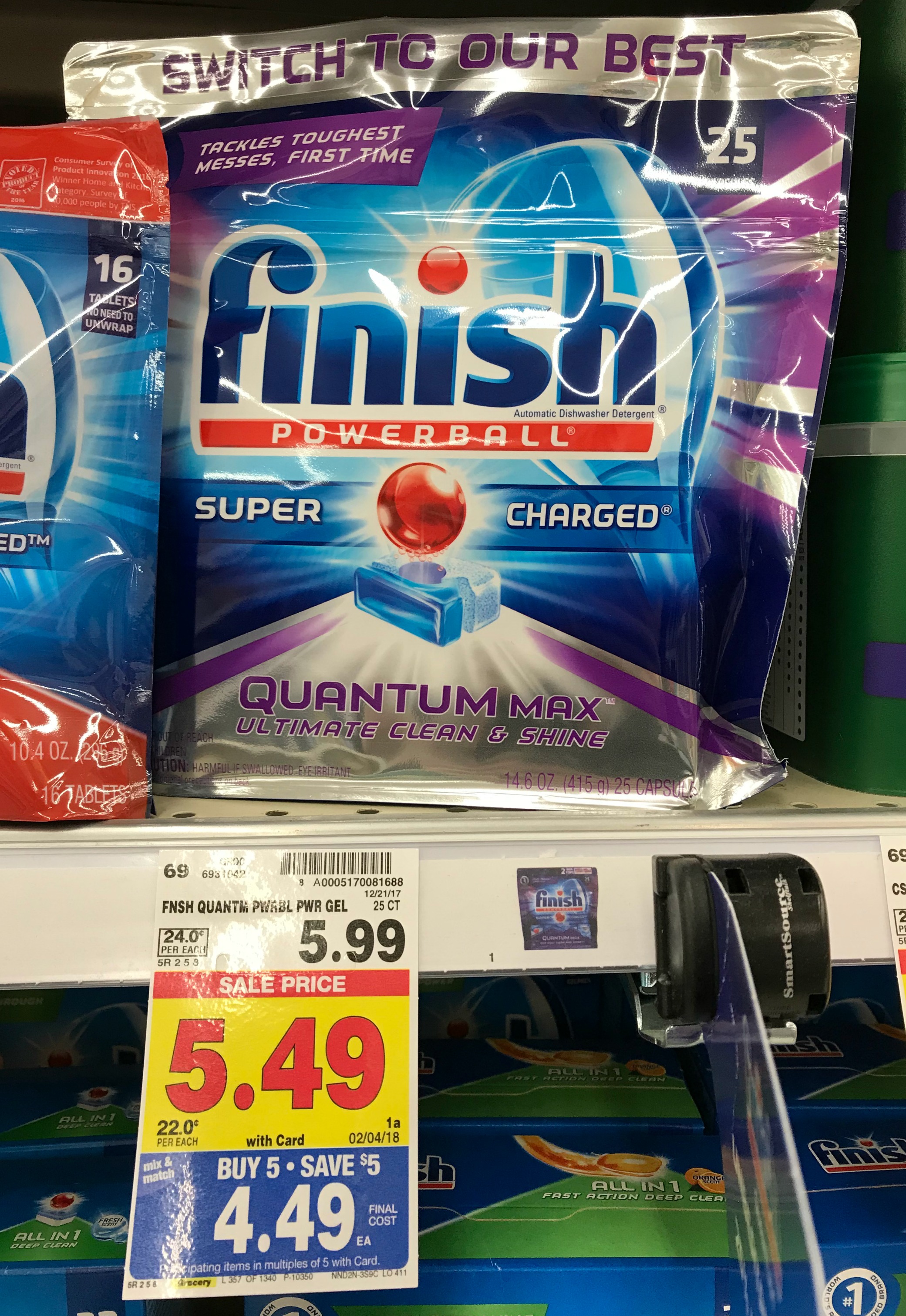 Finish Powerball Quantum Max Dishwasher Detergent JUST 3.49 at Kroger