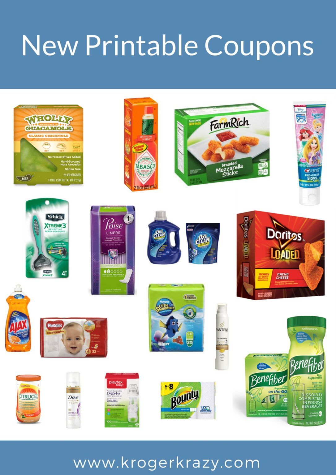 New Printable Coupons! Crest, Farm Rich, Playtex, Huggies, Dove