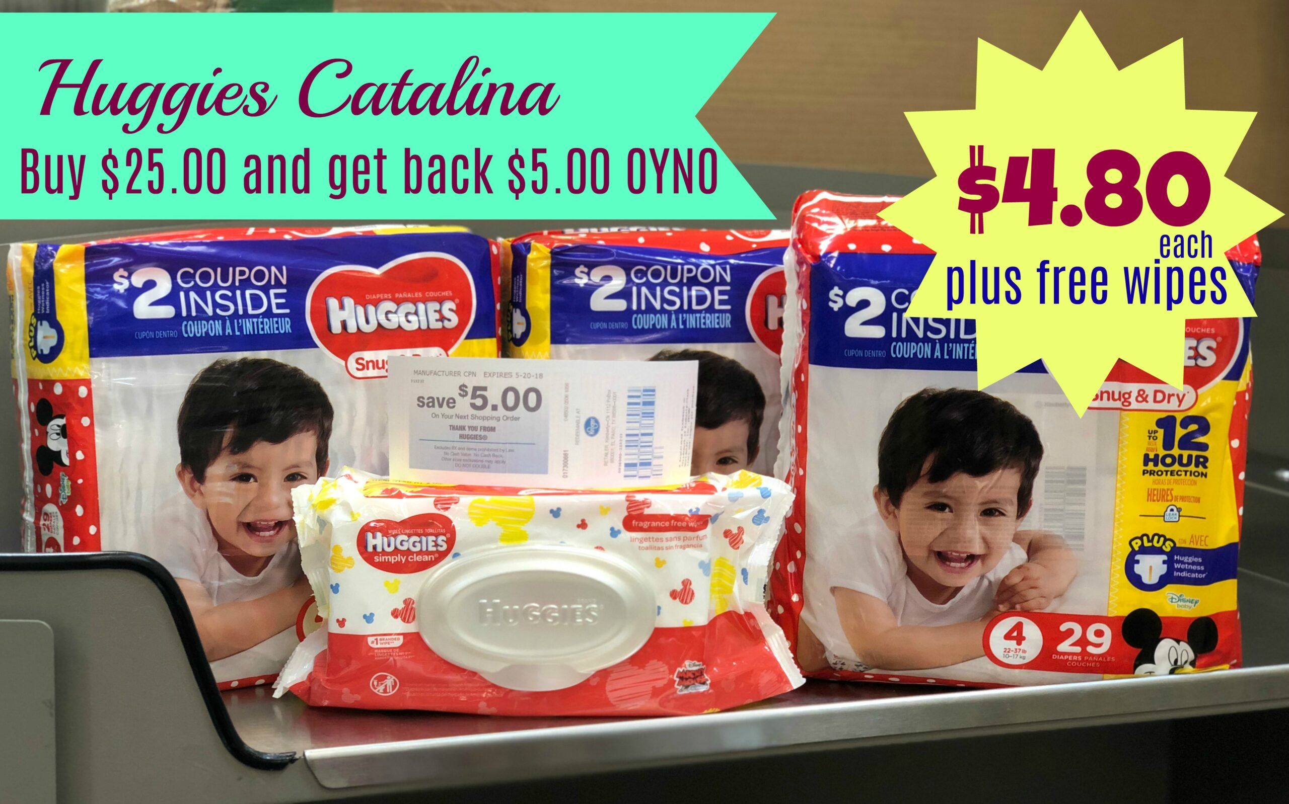 NEW Huggies Coupons + Catalina = 4.80 for Diapers PLUS Free Wipes