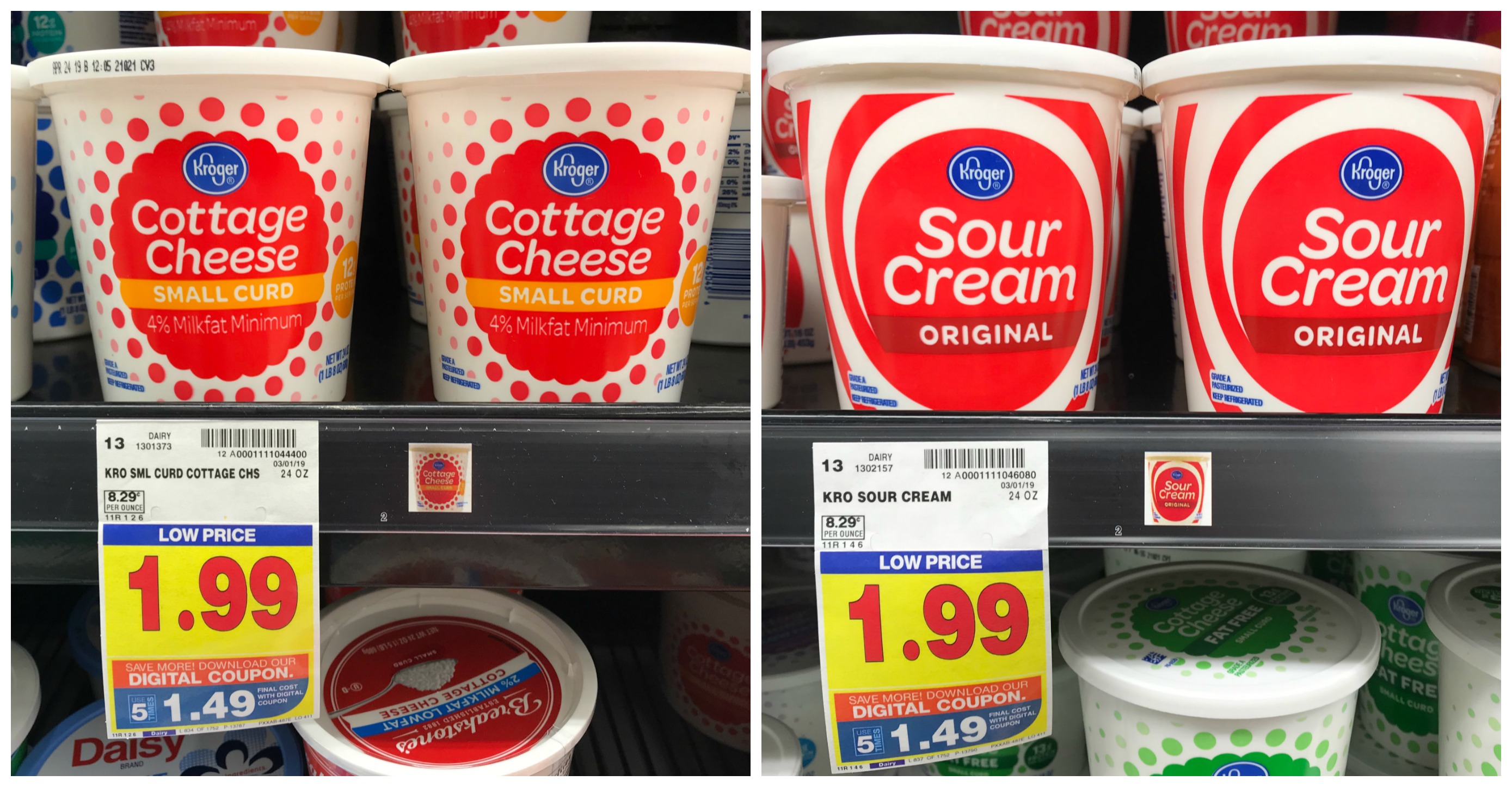 Kroger Brand Sour Cream And Cottage Cheese Just 1 49 The Big