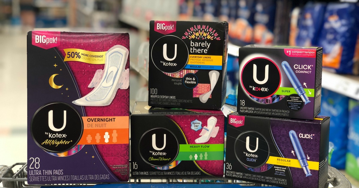 U by Kotex Pads, Liners and Tampons as low as 0.99 with