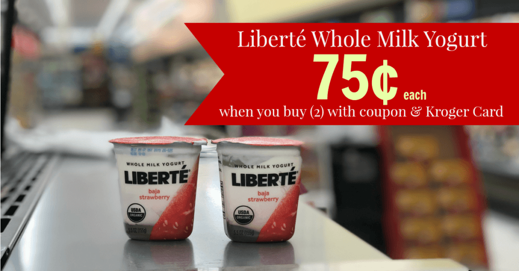 Pay $0.75 each (with coupon &amp; Kroger Card) for Liberte Whole Milk ...