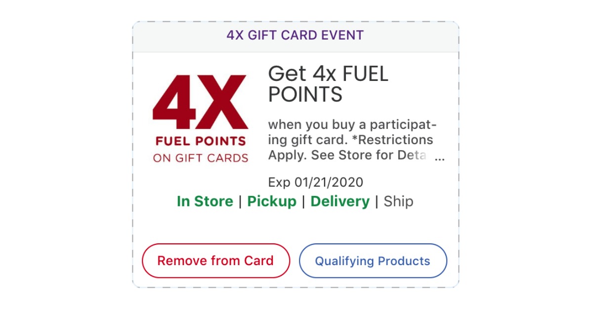 Kroger 4x Fuel Points coupon
