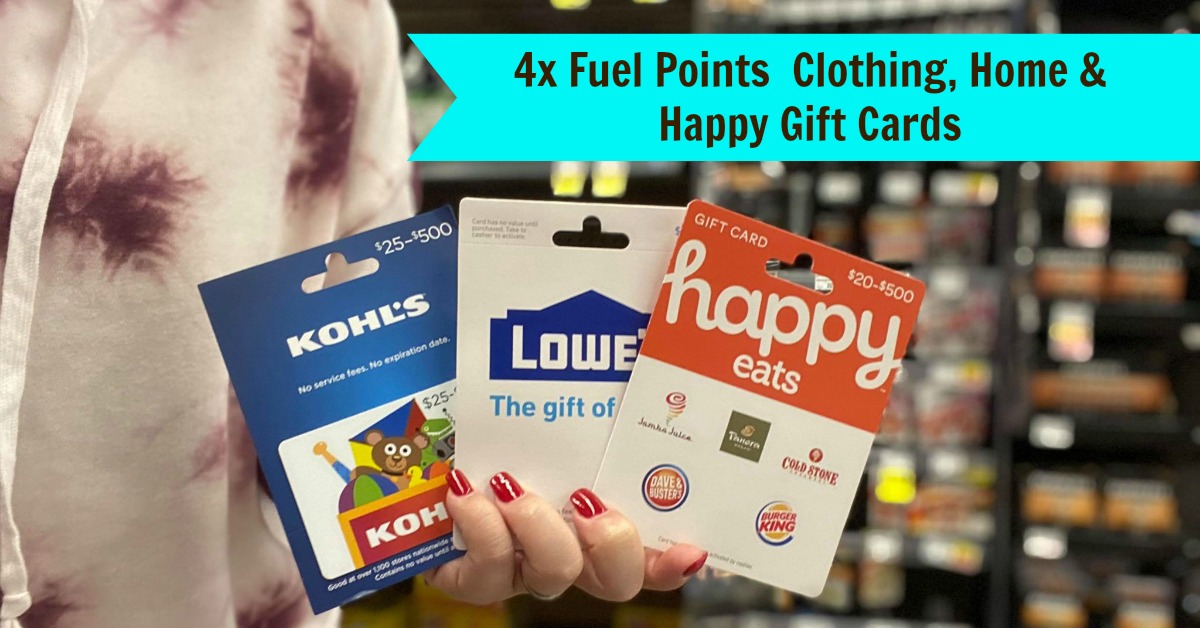 4x Fuel Points on Clothing, Home & Happy Gift Cards at