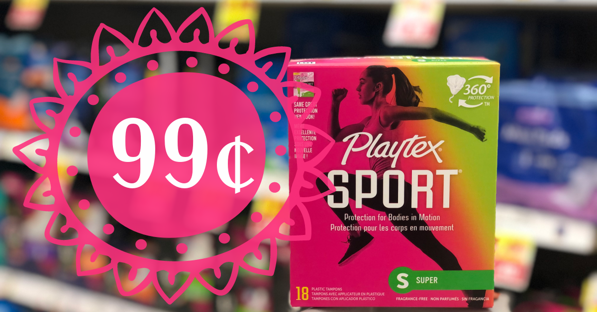Playtex Sport or Compact Sport Tampons are as low as $0.99 at