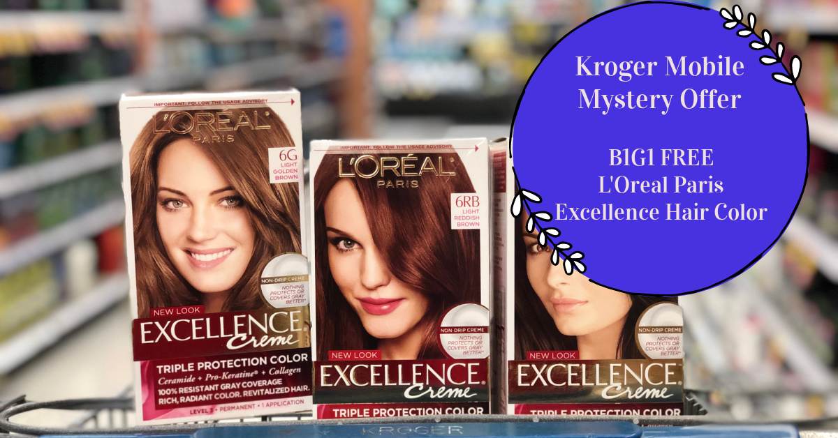 Kroger Mobile Mystery Offer | B1G1 FREE L'Oreal Paris Excellence Hair Color  - Kroger Krazy