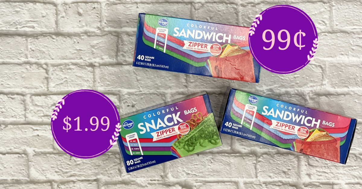 Kroger Colorful Sandwich and Snack Bags are as low as $0.99!! - Kroger Krazy