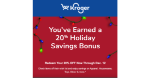 Kroger Holiday Savings Bonus email