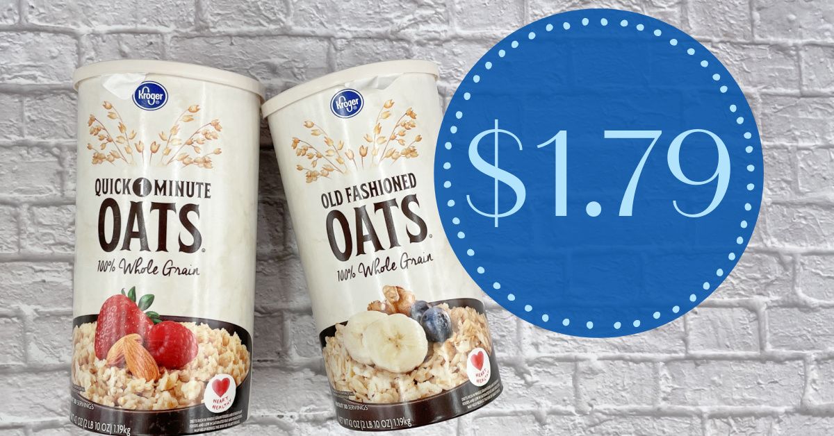 Kroger brand Old Fashioned Oats are ONLY 1.79! Stock up! Kroger Krazy