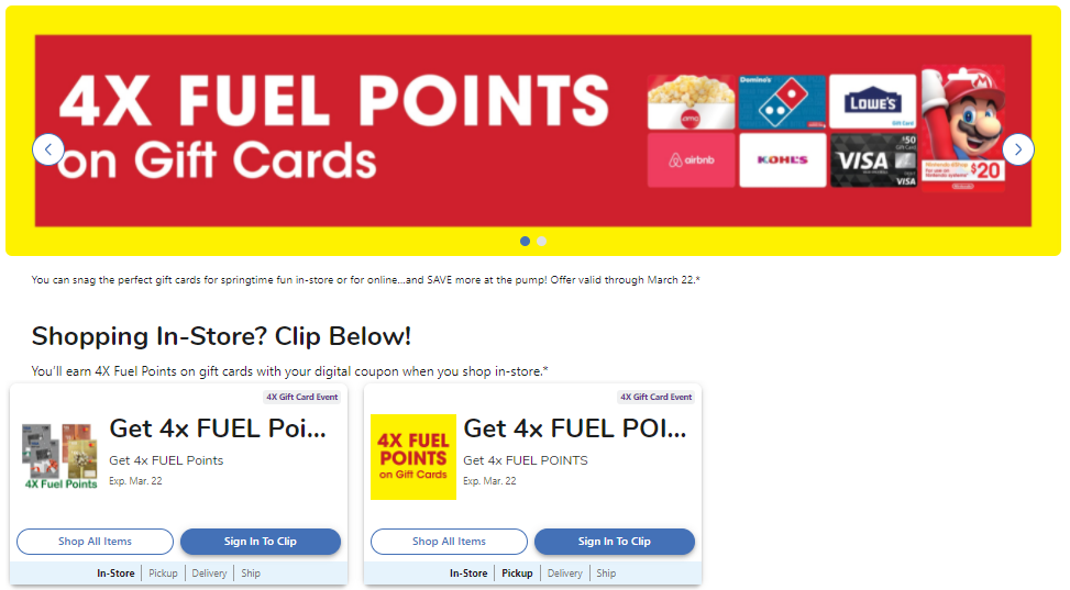4x fuel points kroger coupon