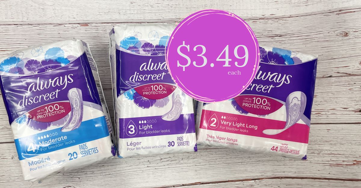 Always Discreet Pads and Liners Kroger Krazy