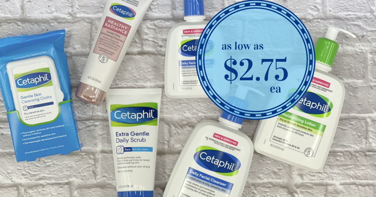 Cetaphil Cleansing and Moisturizing items are as low as 2.75 each at