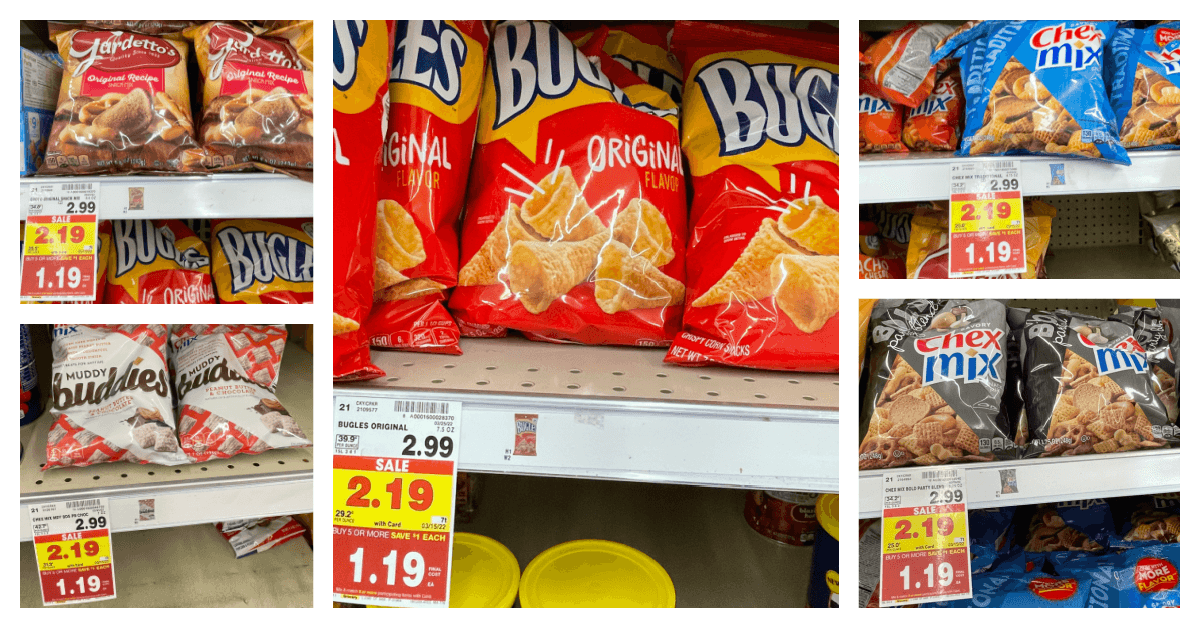 Chex Bugles Gardettos kroger shelf image
