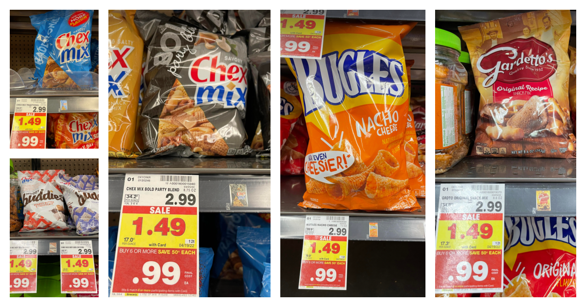 Chex Mix, Bugles and Gardetto's on Kroger Shelf
