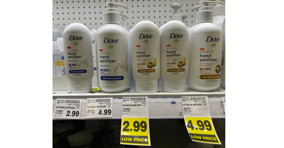 Dove Hand Sanitizer on kroger shelf
