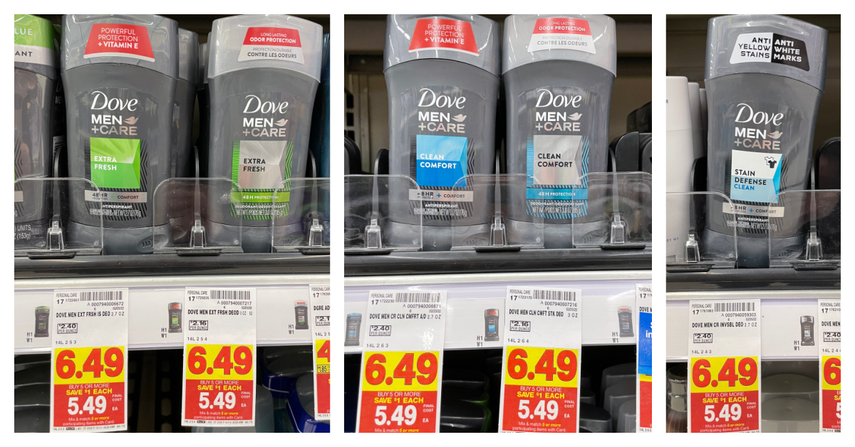 Dove men care Deodorant on kroger shelf