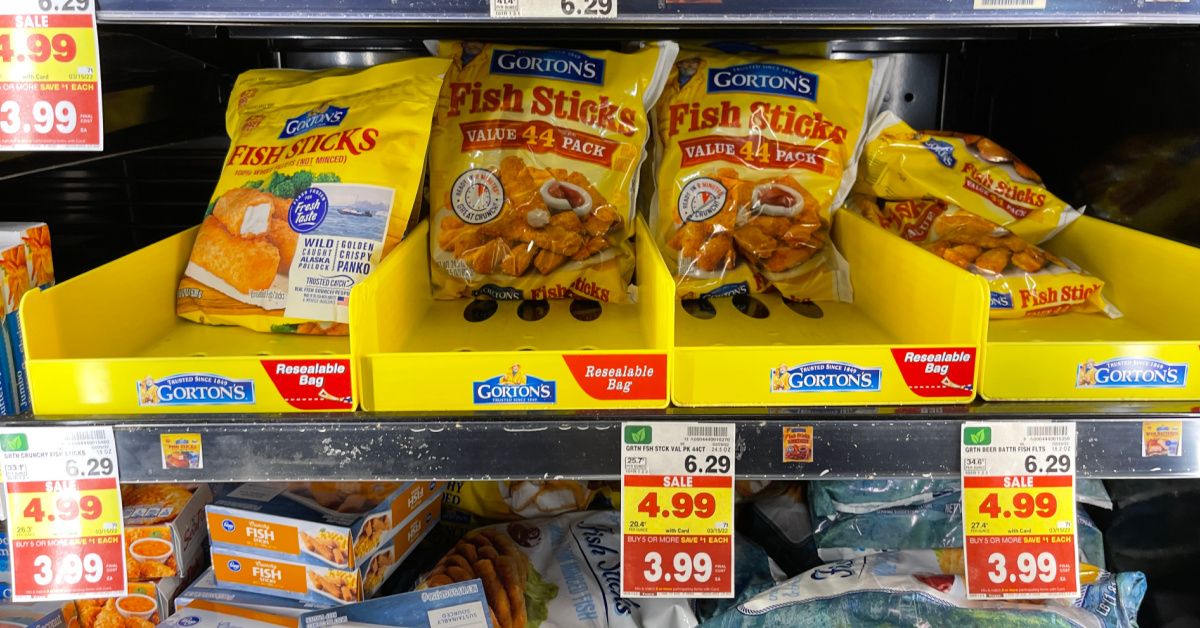 Gorton's Frozen Fish items on kroger shelf