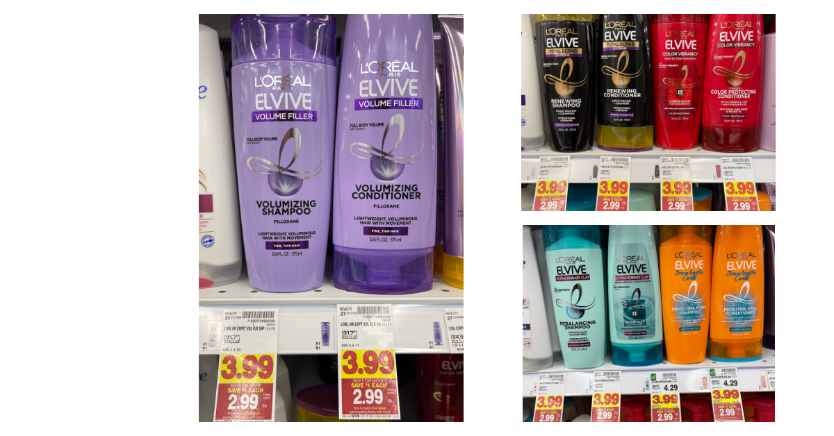 L'Oreal Elvive Shampoo Conditioner kroger shelf image