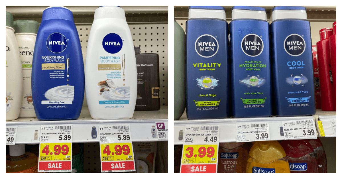 Nivea Body Washes on kroger shelf