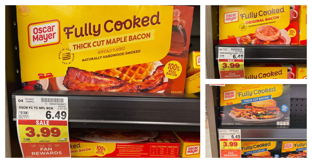 Oscar Mayer fully cooked bacon kroger shelf image