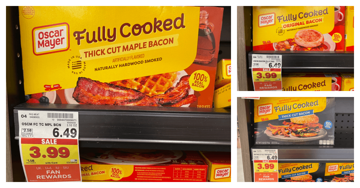 Oscar Mayer fully cooked bacon kroger shelf image