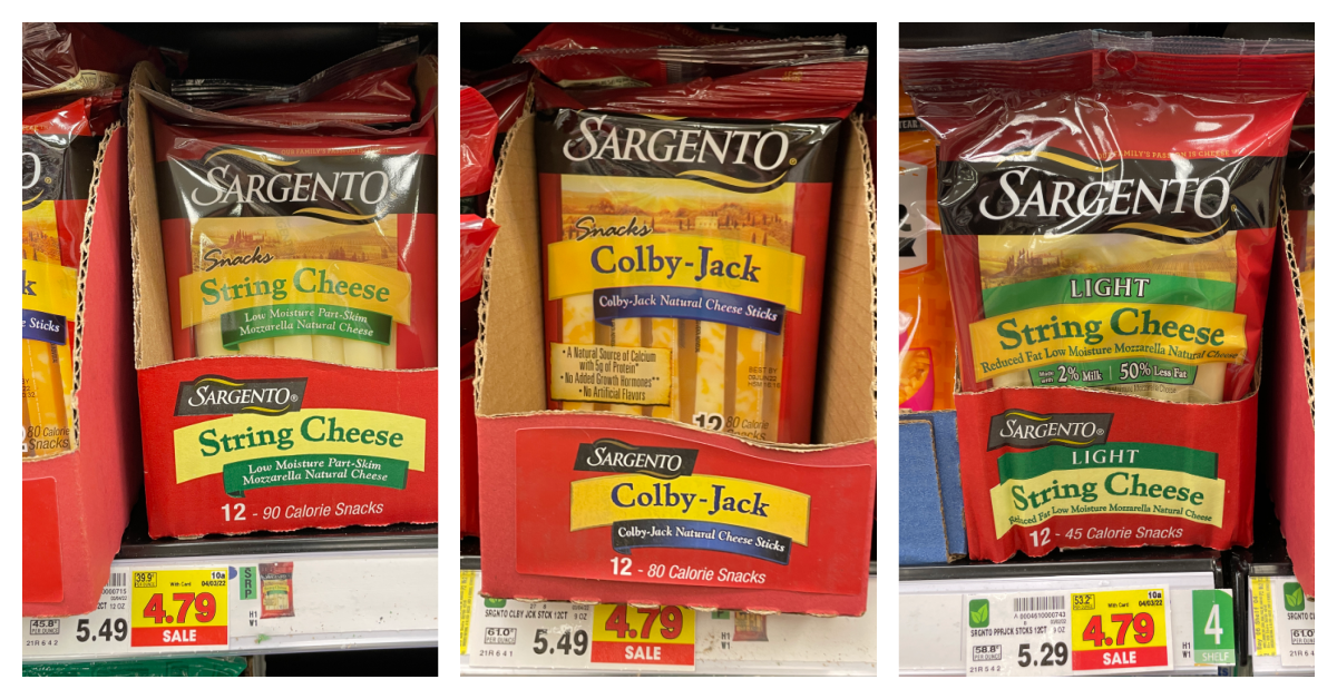 Sargento String Cheese on kroger shelf