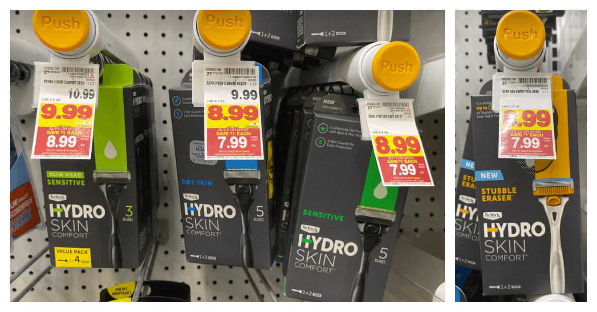 Schick Hydro Razors on Kroger shelf