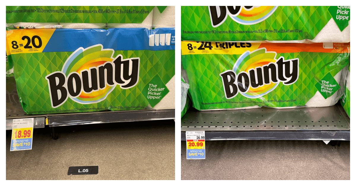 bounty paper towels kroger shelf image
