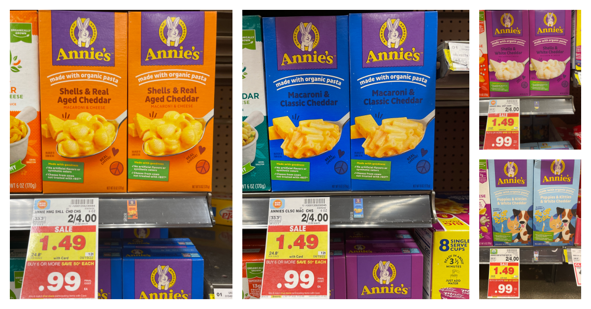 Annie's mac and cheese on kroger shelf