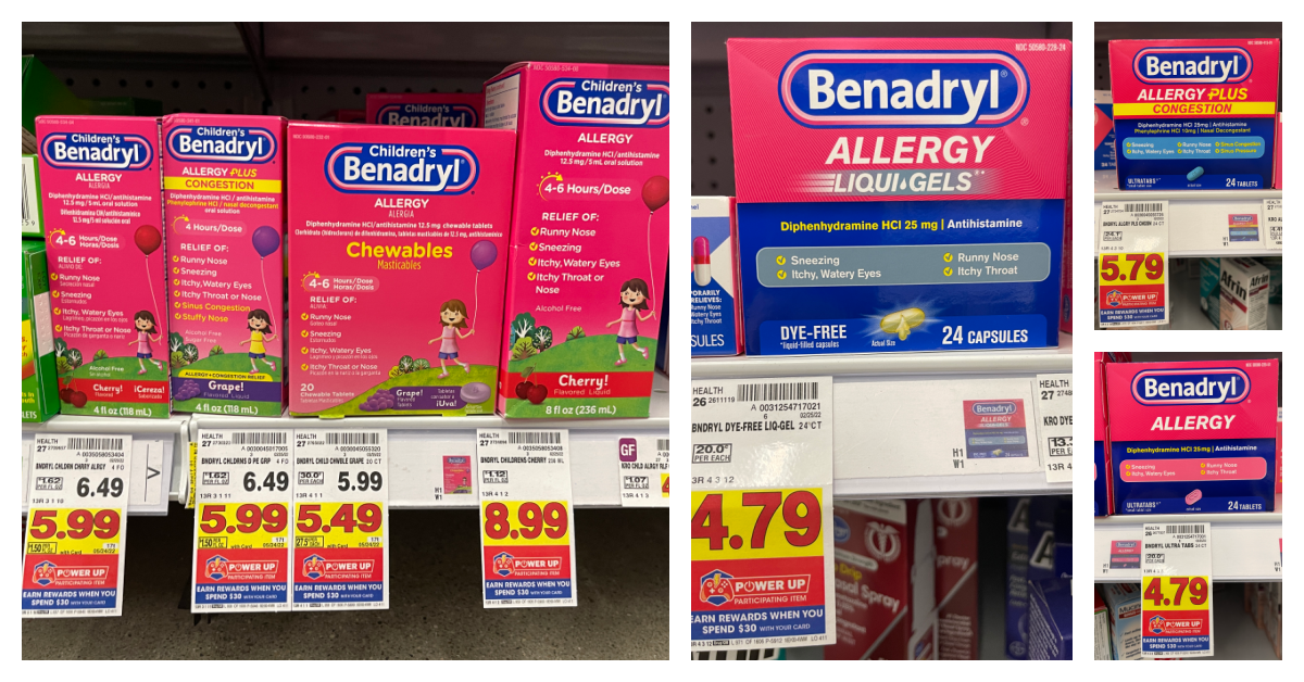 Benadryl Allergy items on kroger shelf