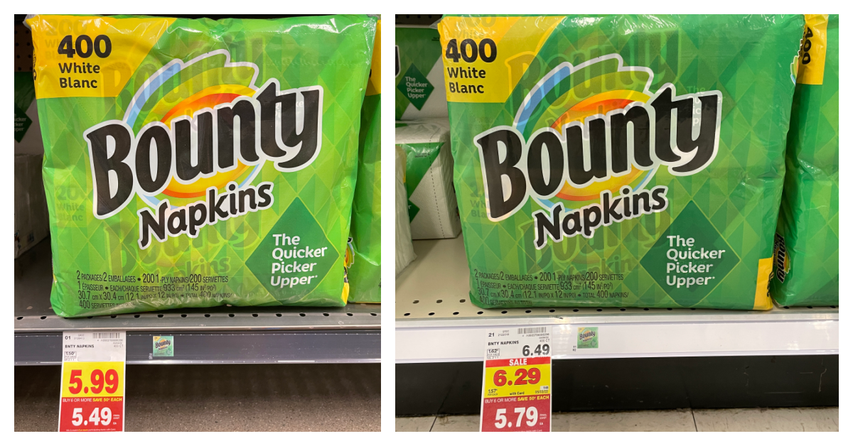 Bounty Napkins on kroger shelf