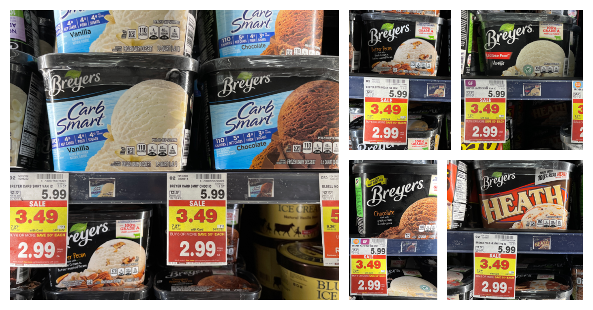 Breyers Ice Cream on kroger shelf