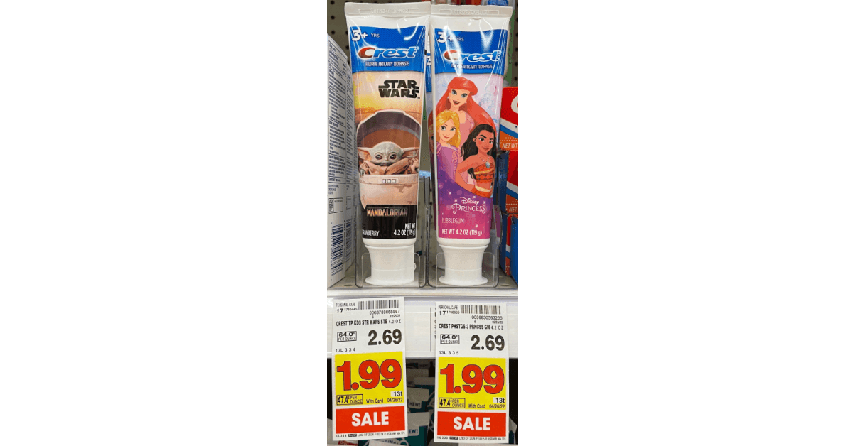 Crest Kids Toothpaste on kroger shelf