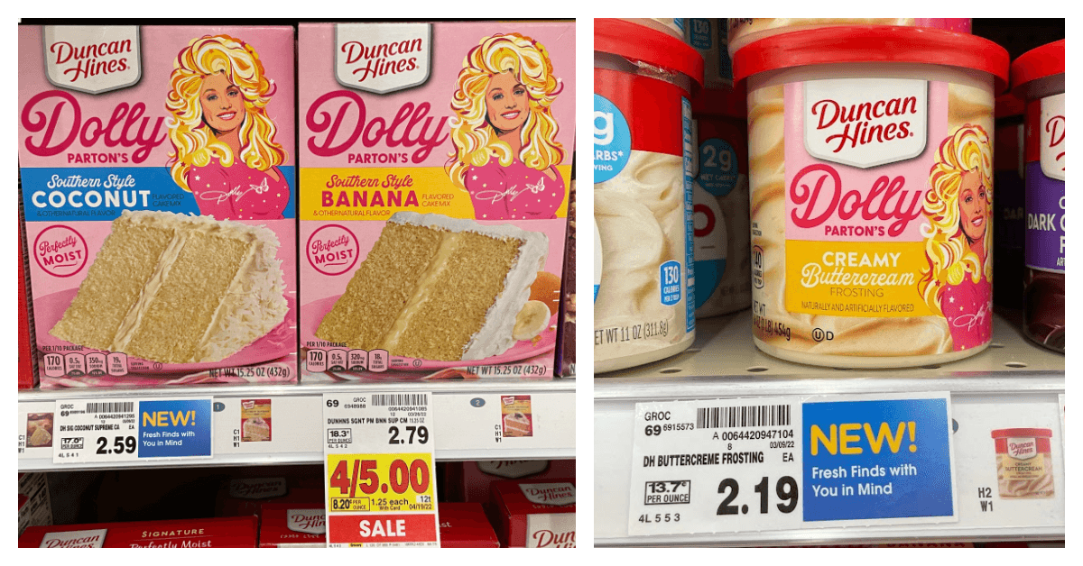 Duncan Hines Dolly Parton on kroger shelf