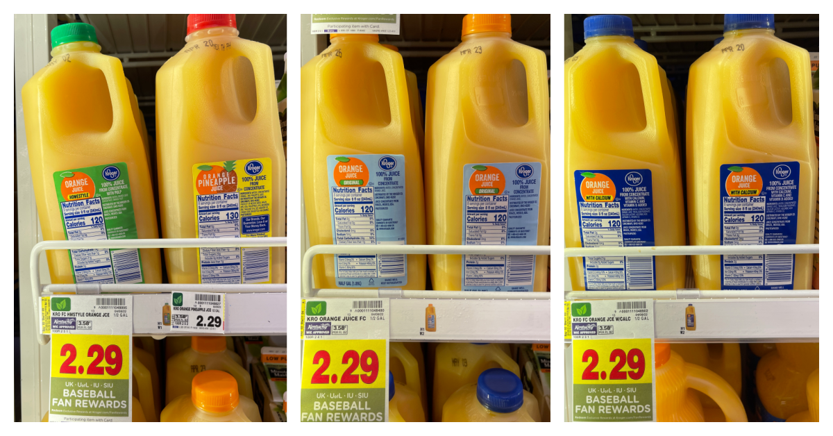 Kroger Orange Juice on kroger shelf