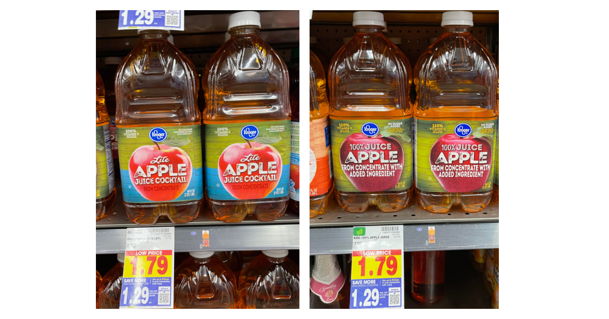 Kroger apple juice on kroger shelf