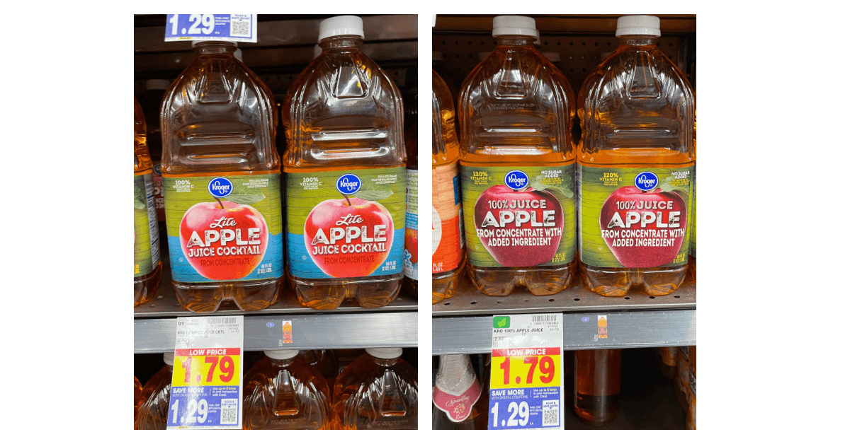 Kroger apple juice on kroger shelf