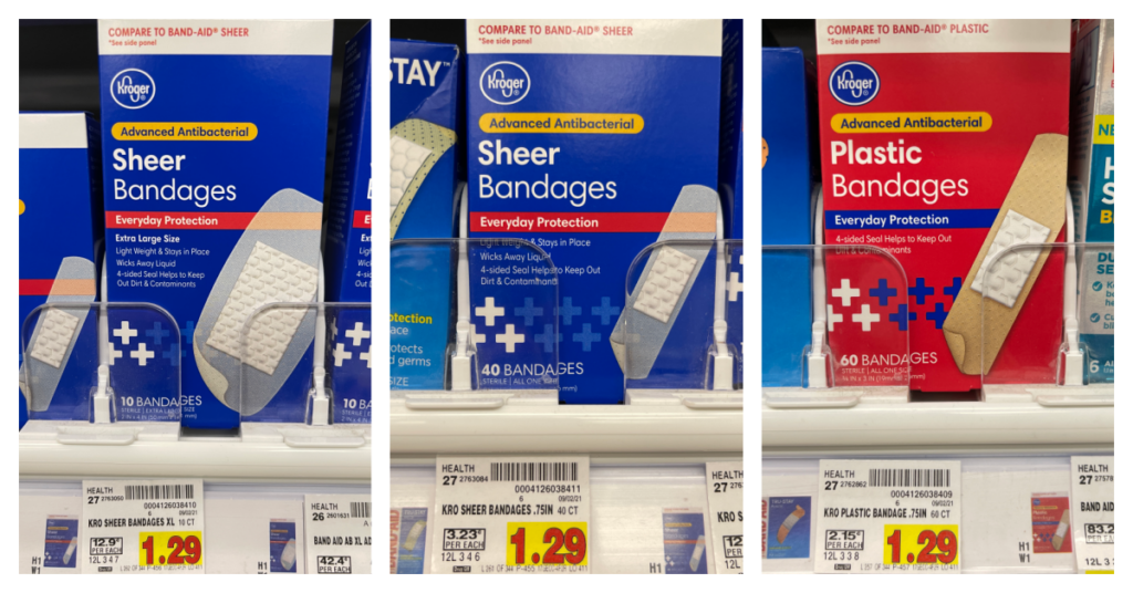 Kroger brand Bandages on kroger shelf