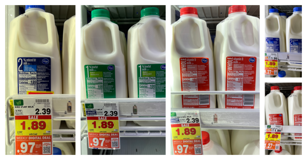 Kroger milk half gallon on kroger shelf